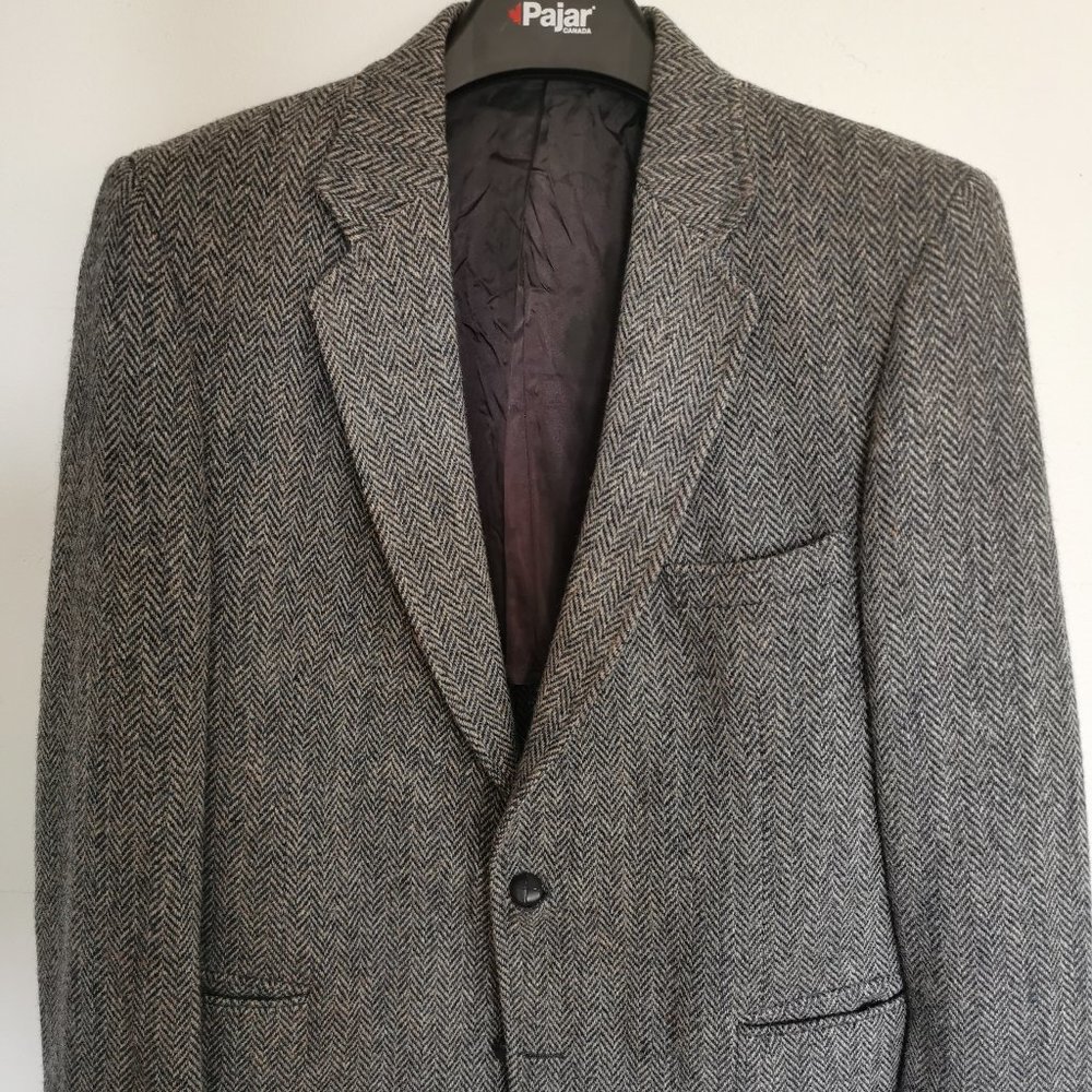 Harris Tweed Grey and Blue Herringbone Blazer